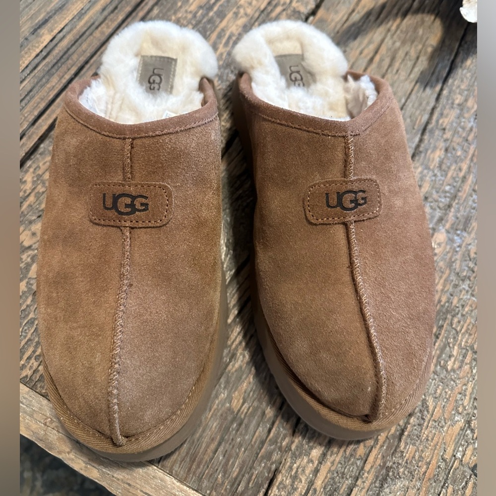 UGG Brown Suede Platform Slippers- Sz 10